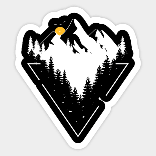 adventure nature  design with forest and mountains Sticker